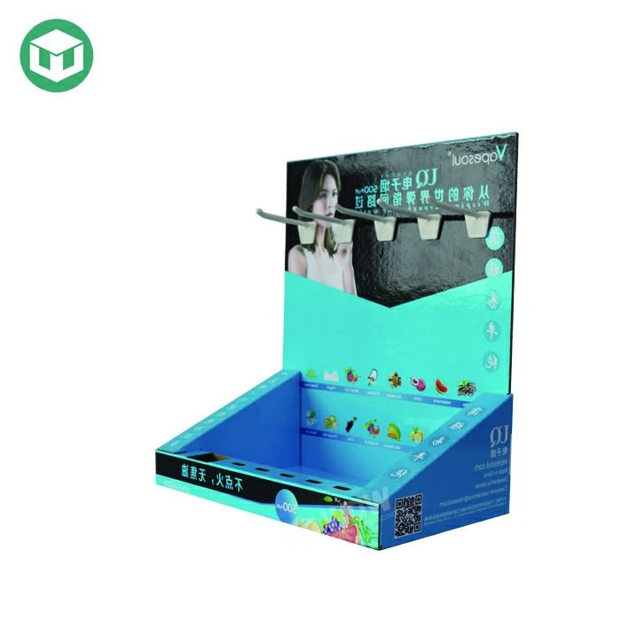 Blue Desktop Paper Display Rack With Hook